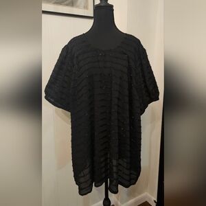 Torrid Black Sheer Striped Top Sparkly Accents 4x / 4
